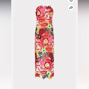 Milly Floral Strapless Dress - Red, Pink, Green